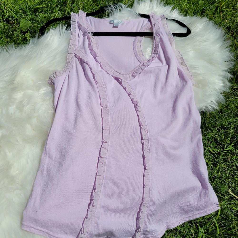 Lavender ruffle Tank GO INTERNATIONAL Sleeveless